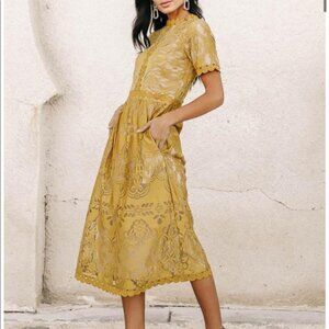 NWT Bohne Grace Lace Dress in Mustard